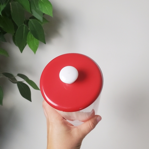 Vintage Coca Cola Glass Straw Holder with Red Lid - Picture 6 of 9